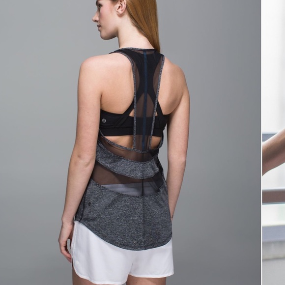• Lululemon • Women’s If You're Lucky Tank Top Heathered Black / Gray 8 Mesh - Picture 2 of 6